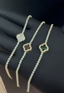 Pulsera trébol tennis
